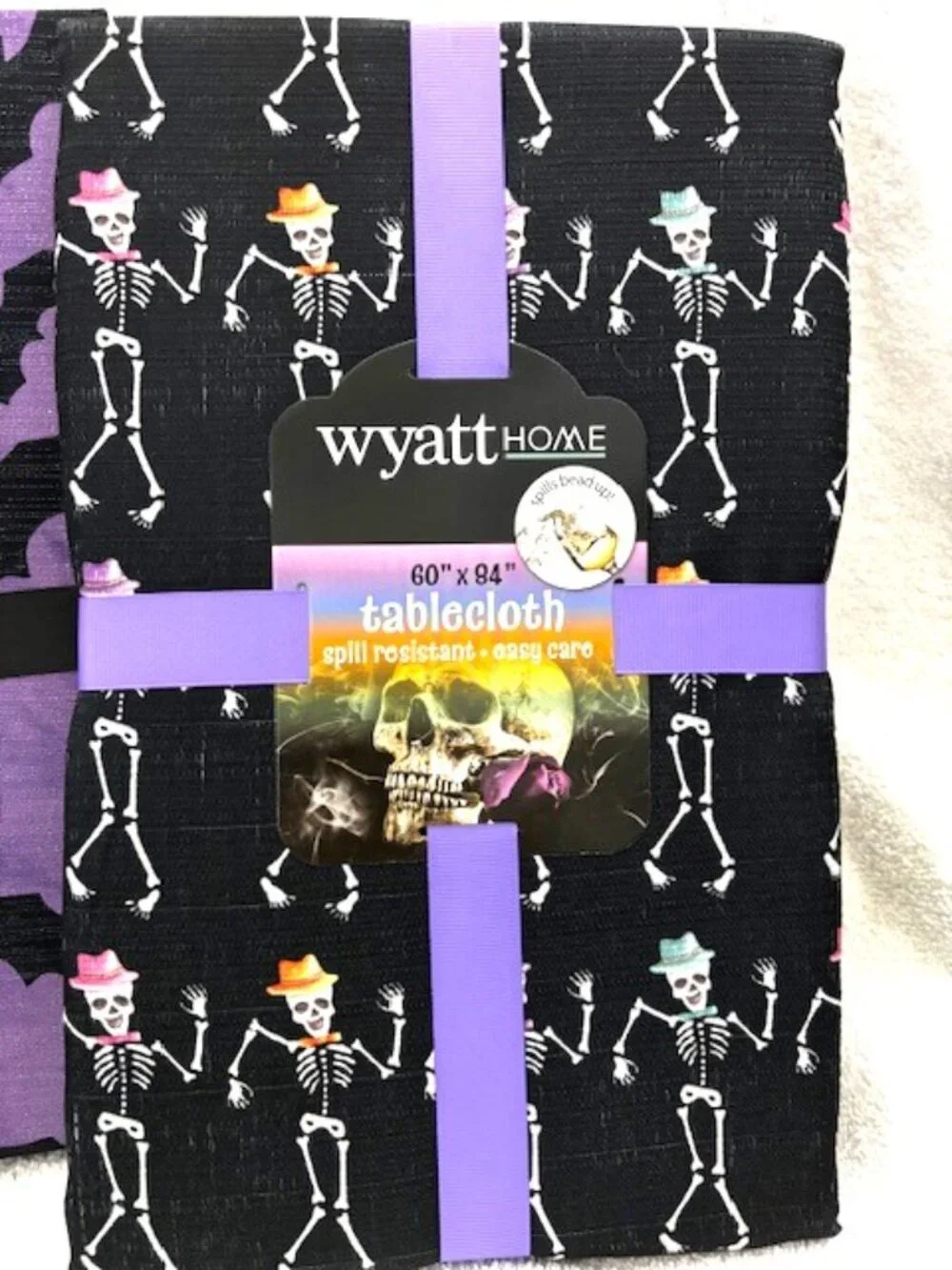 Three different Halloween themed, spill resistant, easy care tablecloths NWT